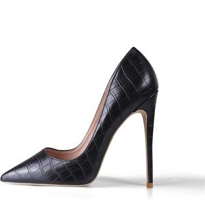 GENSHUO Black Crocodile Stilettos